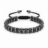 4mm Natural Gemstone Beaded Bracelet, Hematite Spacer Adjustable Macrame Drawstring Unisex Healing Crystal Wristband Multi‑Stone Choice Gift