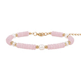 Handmade Flat Disc Natural Gemstone Bracelet 6mm Heishi Beads With Freshwater Pearls Silver Clasp Chain Adjustable Women #SB3137