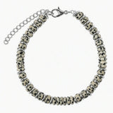 Natural Stone Disc Bead Silver Plated Bracelet Adjustable Chain Heishi Wheel Bead Gemstone Bracelet for Women #SB3142