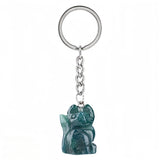 Healing Crystal Stone Cat Keychain Reiki Lucky Charms Keyring Women Bag Car Pendant