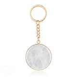 Fashion 30MM Round Disc Gemstone Keychain Chakra Healing Amulet Car Key Holder Ring  #KC2060