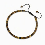 4MM Natural Stone Heishi Disc Braided Bracelet, Gold Spacer Bead Adjustable Woven Boho Stackable Bracelet for Women #SB3151