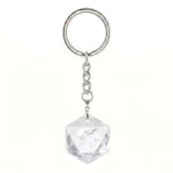 22mm Faceted Hexagon Natural Stone Keychain Healing Crystal Bag Charm Ring Jewelry Gift