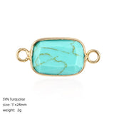 Rectangle Stone Connector Faceted Double Loop Links Pocket Healing Reiki Chakra Decor DIY Jewelry Making #SP2047