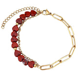 6MM Heart Shape Gemstone Paperclip Chain Bracelet Gold Stainless Steel Adjustable Dainty Stackable Women Jewelry #SB3164