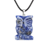 25mm Healing Crystal Owl Gemstone Necklace Jewelry Fashion Reiki Stone Pendant for Women Men 45CM Black Cord SN2329