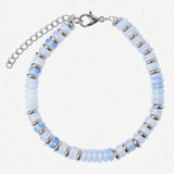 Natural Stone Disc Bead Silver Plated Bracelet Adjustable Chain Heishi Wheel Bead Gemstone Bracelet for Women #SB3142