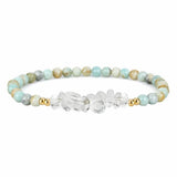 4mm Natural Gemstone Round Bead Stretch Bracelet With Clear Quartz Chip Crystal & Gold Spacers Unisex Healing Stackable Wristband Multi‑Stone Gift #SB3144