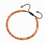 4MM Natural Stone Heishi Disc Braided Bracelet, Gold Spacer Bead Adjustable Woven Boho Stackable Bracelet for Women #SB3151