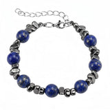 10MM Natural Gemstone & Hematite Adjustable Bracelet with Extension Chain - Unisex Healing Crystal Jewelry Gift for Men Women #SB3153