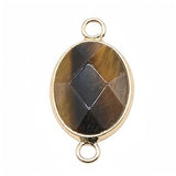 13x18mm Faceted Oval Gemstone Connectors Charms with Double Loops for DIY Jewelry Making #SP2053