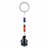 Healing Energy 7 Chakra Natural Crystal Turtle Keychain  Handcrafted Gemstone Bag Charm KC2311