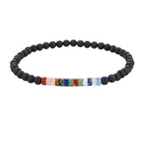 Matte Black Onyx 4mm Round Bead Bracelet Heishi Spacer Stone Bead Unisex Elastic Stackable Healing Crystal Wrist Jewelry #SB3156