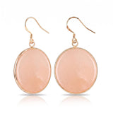 Natural Stone Round Dangle Earrings 30mm Gemstone Crystal Drop Jewelry Gold Plated Hooks #PE2060