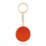 Fashion 30MM Round Disc Gemstone Keychain Chakra Healing Amulet Car Key Holder Ring  #KC2060