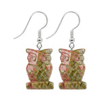 Hand Carved Crystal Owl Pendant Dangle Earrings for Women Men 25MM Animal Fashion Drop Ear Jewelry #PE2329