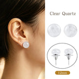 12mm Healing Crystal Round Dome Stone Stud Earrings for Daily Energy & Style