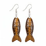 Hand Carved Natural Gemstone Fish Earrings for Women Crystal Dangle Earrings with Hypoallergenic Hooks Healing Stone Jewelry