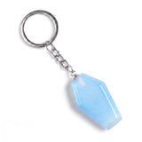 Natural Gemstone Coffin Keychain - Faceted Healing Crystal Gothic Key Ring & Bag Charm