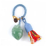 Healing Crystal Heart Key Ring Colorful Tassel Woven Rope Key Holder Women Spiritual Stone Bag Accessory Birthday Gift KC2043