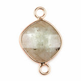Natural Stone Rhombus Connector Pendant 15mm Faceted Double Loop Links Pocket Healing Reiki Chakra Decor DIY Jewelry Making #SP2051