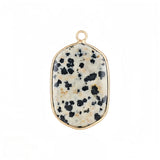 Gemstone Hexagonal Pendants for DIY Making Jewelry Luxury Gold Edge Crystal Stone Charms Women Gift #SP2059