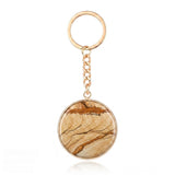 Fashion 30MM Round Disc Gemstone Keychain Chakra Healing Amulet Car Key Holder Ring  #KC2060