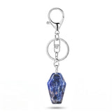 Natural Stone Coffin Keychain with Lobster Clasp Crystal Healing Gemstone Key Ring Bag Charm