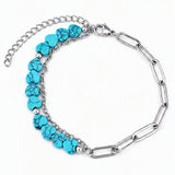 6MM Heart Shape Gemstone Paperclip Chain Bracelet Stainless Steel Adjustable Dainty Stackable Women Jewelry #SB3164
