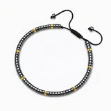 4MM Natural Stone Heishi Disc Braided Bracelet, Gold Spacer Bead Adjustable Woven Boho Stackable Bracelet for Women #SB3151