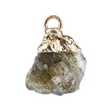 Natural Raw Crystal Gemstone Pendant Irregular Rough Stone Healing Quartz Charms Gold Plated Cap for DIY Jewelry Making