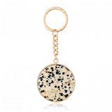 Fashion 30MM Round Disc Gemstone Keychain Chakra Healing Amulet Car Key Holder Ring  #KC2060