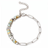 Natural Gemstone Heishi Bead Paperclip Chain Bracelet Stainless Steel Adjustable Layering Bracelet Women Fashion Jewelry #SB3163