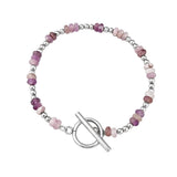 4MM Natural Stone Heishi Disc Bracelet Silver OT Toggle Clasp Dainty Stackable Boho Crystal Beaded Bracelets Women Jewelry #SB3147S