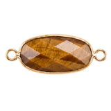 Faceted Oval Gemstone Connector Charms with Double Loops for Jewelry Making DIY Bracelet Necklace #SP2052
