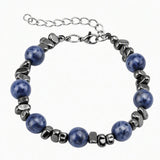 10MM Natural Gemstone & Hematite Adjustable Bracelet with Extension Chain - Unisex Healing Crystal Jewelry Gift for Men Women #SB3153