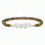 4mm Natural Gemstone Round Bead Stretch Bracelet With Clear Quartz Chip Crystal & Gold Spacers Unisex Healing Stackable Wristband Multi‑Stone Gift #SB3144
