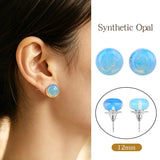12mm Healing Crystal Round Dome Stone Stud Earrings for Daily Energy & Style
