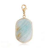 Oval Gemstone Pendants with Gold Lobster Claw  Rectangle Crystal Tag Charms for DIY Making Jewelry #SP2059