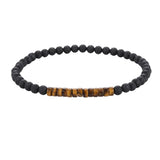 Matte Black Onyx 4mm Round Bead Bracelet Heishi Spacer Stone Bead Unisex Elastic Stackable Healing Crystal Wrist Jewelry #SB3156
