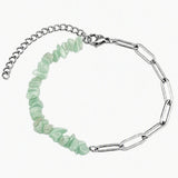 Healing Crystal Chips Stone Paperclip Link Bracelet Dainty Layering Handmade Bracelet Multiple Stone Options #SB3165