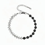 6MM Heishi Disc Spacer Round Bead Matte Onyx Gemstone Bracelet Silver Chain Adjustable #SB3145