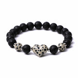 The Grounding Love Stone Bracelet - Handcrafted Lava Rock & Crystal Heart Jewelry #SB3134