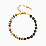 6MM Heishi Disc Spacer Round Bead Matte Onyx Gemstone Bracelet Gold Chain Adjustable #SB3145