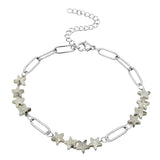 Natural Star Crystal Beaded Bracelet Stainless Steel Paperclip Chain Adjustable Multi‑Color Gemstone Bracelet Women Stacking #SB3162