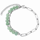 6MM Heart Shape Gemstone Paperclip Chain Bracelet Stainless Steel Adjustable Dainty Stackable Women Jewelry #SB3164