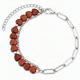 6MM Heart Shape Gemstone Paperclip Chain Bracelet Stainless Steel Adjustable Dainty Stackable Women Jewelry #SB3164