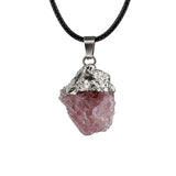 Healing Chakra Crystal Necklace for Women Men  Silver Cap  Irregular Rough Tumbled Stone Pendant Jewelry