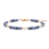 Handmade Flat Disc Natural Gemstone Bracelet 6mm Heishi Beads With Freshwater Pearls Silver Clasp Chain Adjustable Women #SB3137