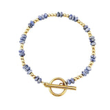 4MM Natural Stone Heishi Disc Bracelet Gold OT Toggle Clasp Dainty Stackable Boho Crystal Beaded Bracelets Women Jewelry #SB3147G